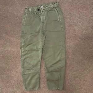 Zara Khaki Baggy Paperbag Jeans